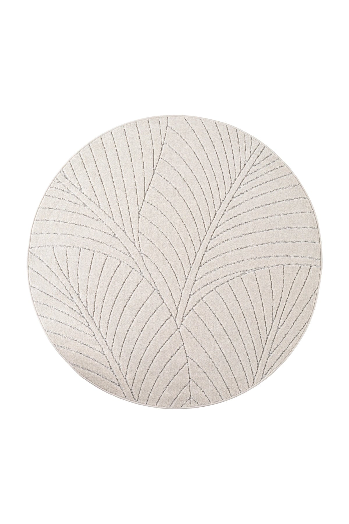 NOVA1203CREAM-R 01 Front-Rund — Rond Buitenkleed - Nova Palmbladeren Crème