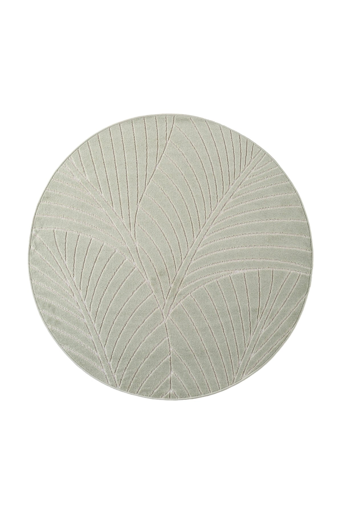 NOVA1203GREEN-R 01 Front-Rund — Rond Buitenkleed - Nova Palmbladeren Groen
