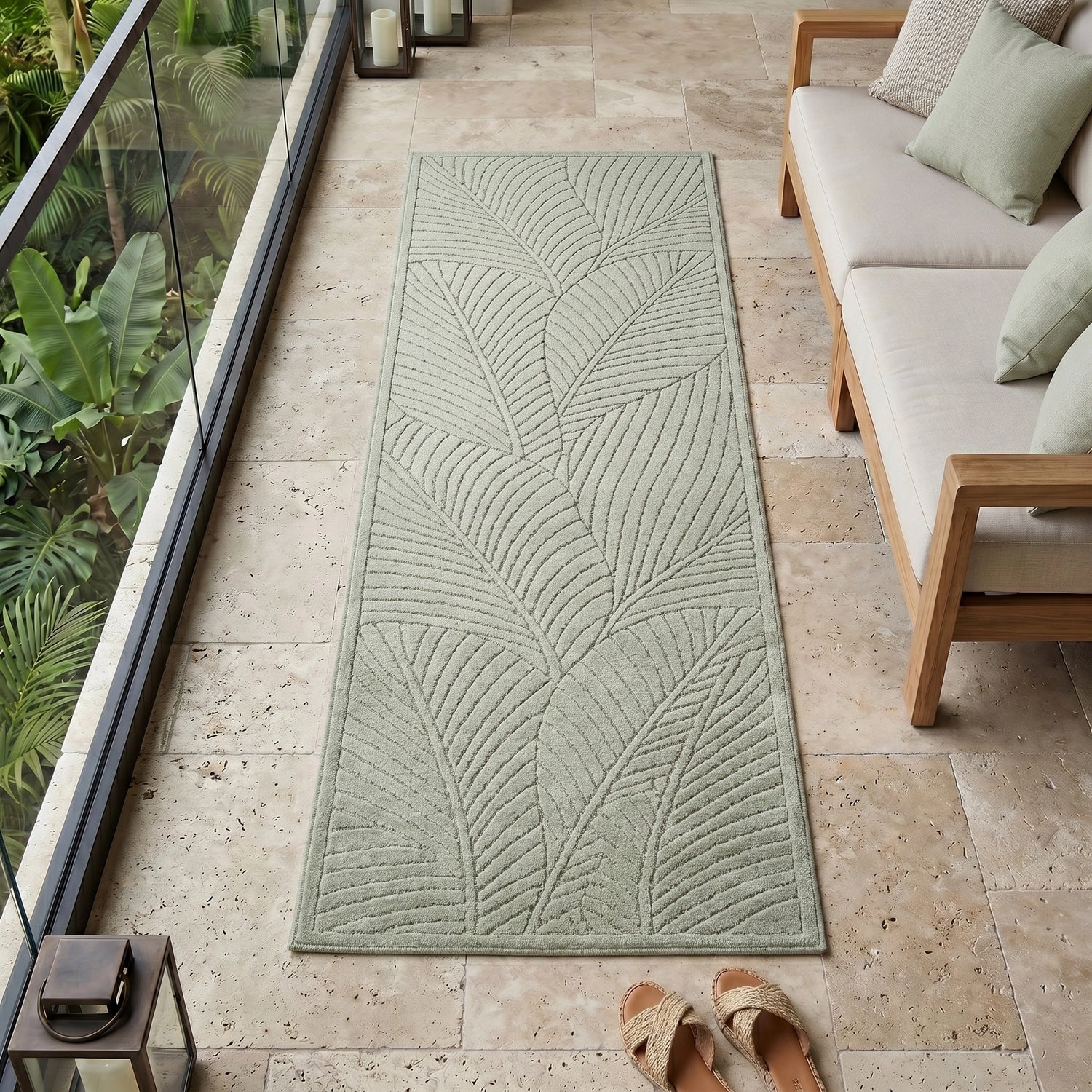 NOVA1203GREEN 03 Main-G.Läufer — Buitenkleed - Nova Palmbladeren Groen