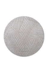 NOVA1203SILVER-R 01 Front-Rund — Rond Buitenkleed - Nova Palmbladeren Zilver