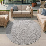 NOVA1203SILVER-R 02 Main-Rund — Rond Buitenkleed - Nova Palmbladeren Zilver