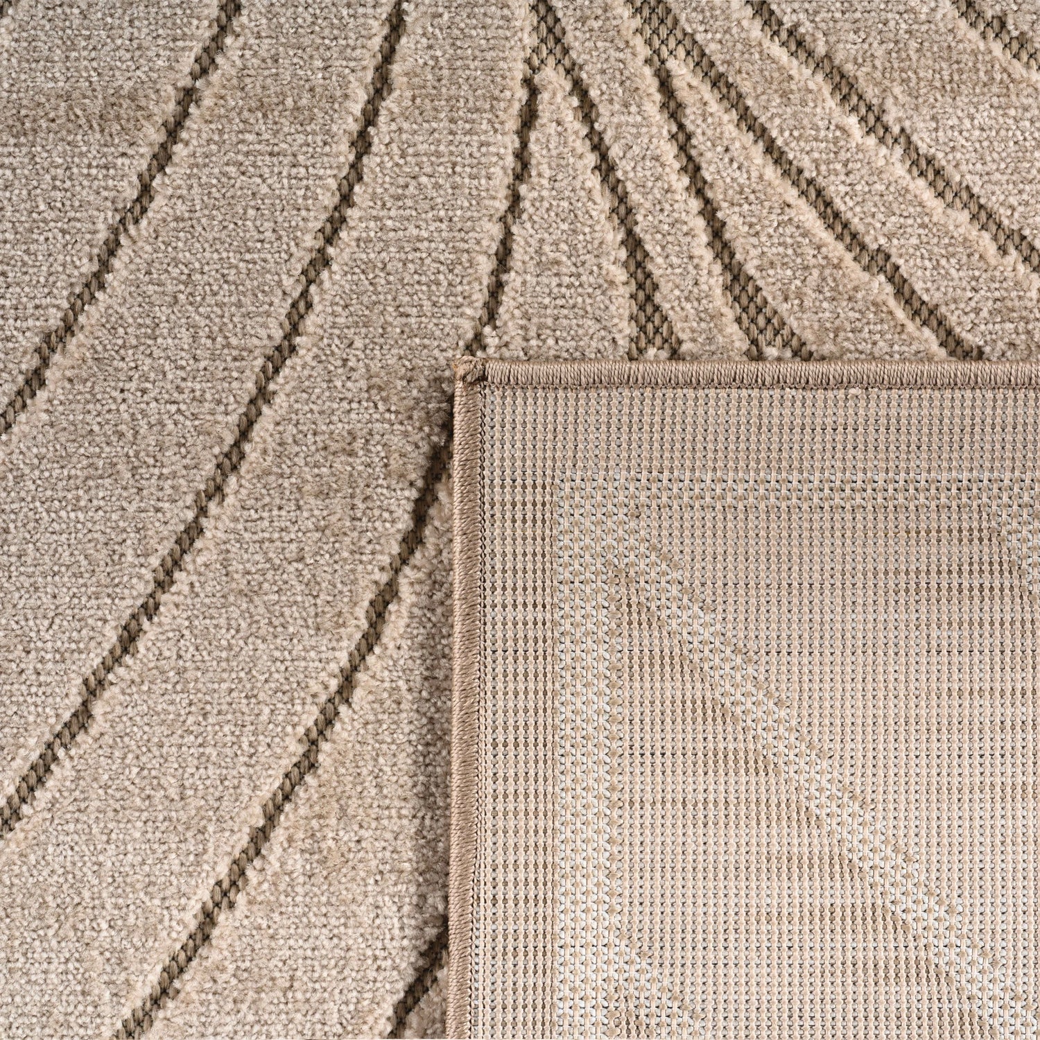 NOVA1204BEIGE-R 06 Rücken — Rond Buitenkleed - Nova Lijnen Beige