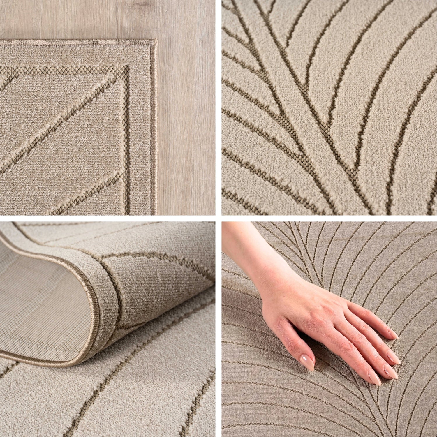 NOVA1204BEIGE-R 05 Details — Rond Buitenkleed - Nova Lijnen Beige