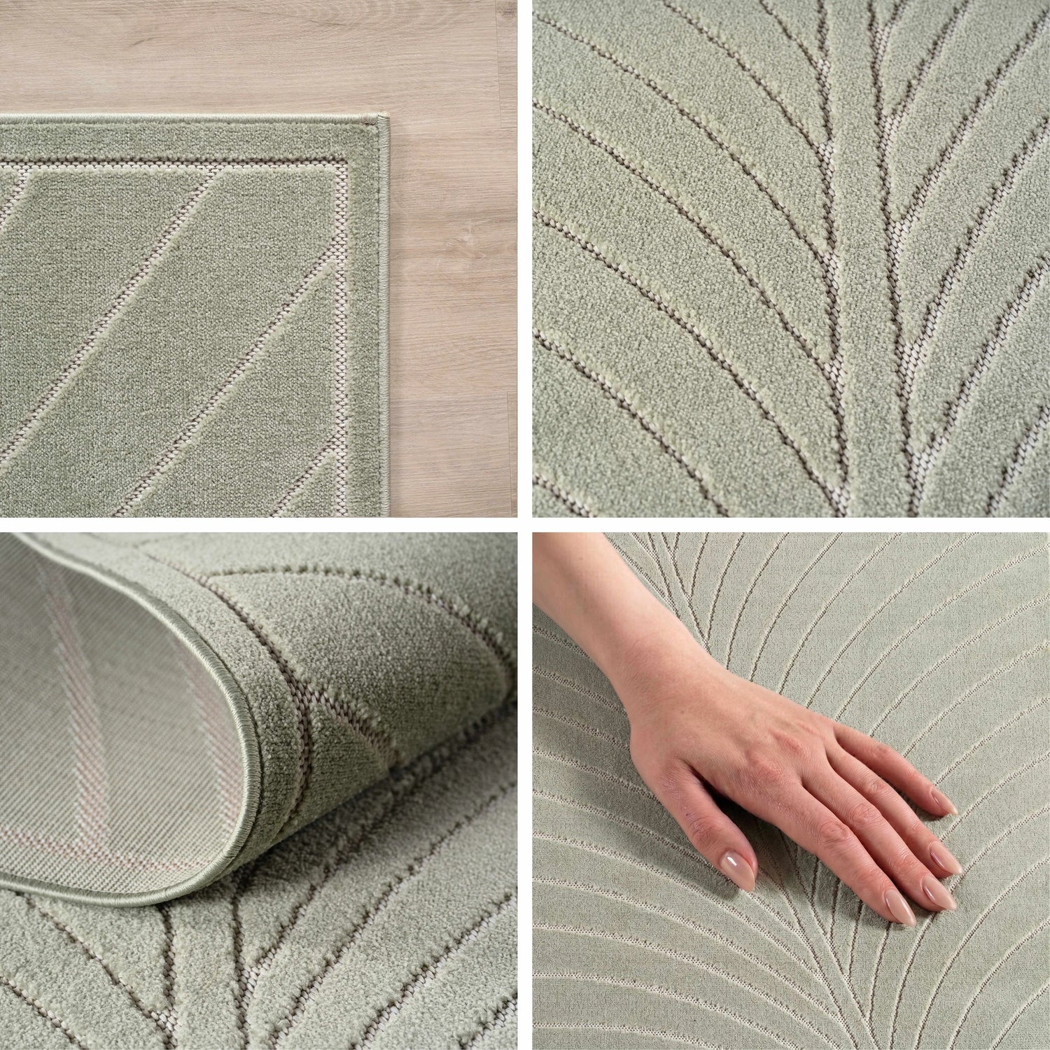 NOVA1204GREEN-R 05 Details — Rond Buitenkleed - Nova Lijnen Groen