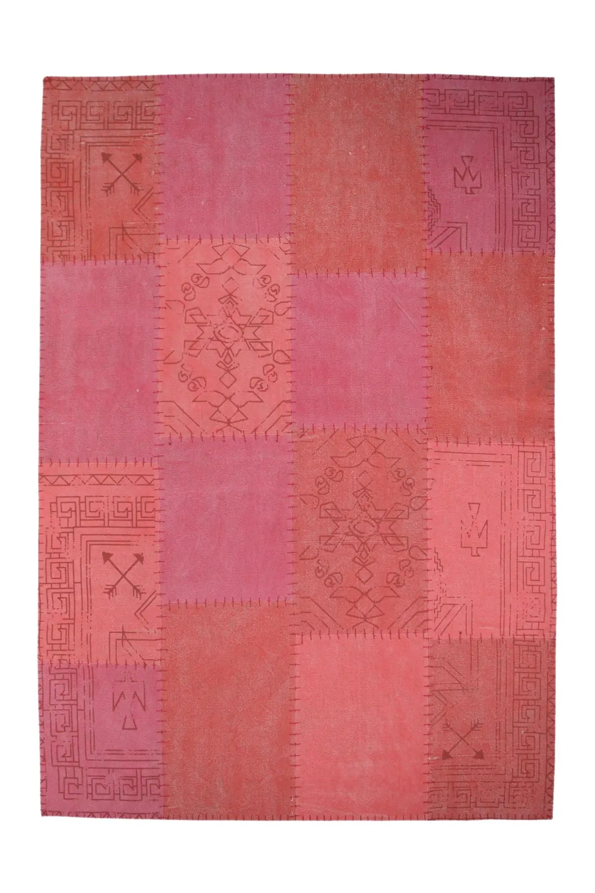 Retro Vloerkleed - Lyrical Patchwork Rood/Multi