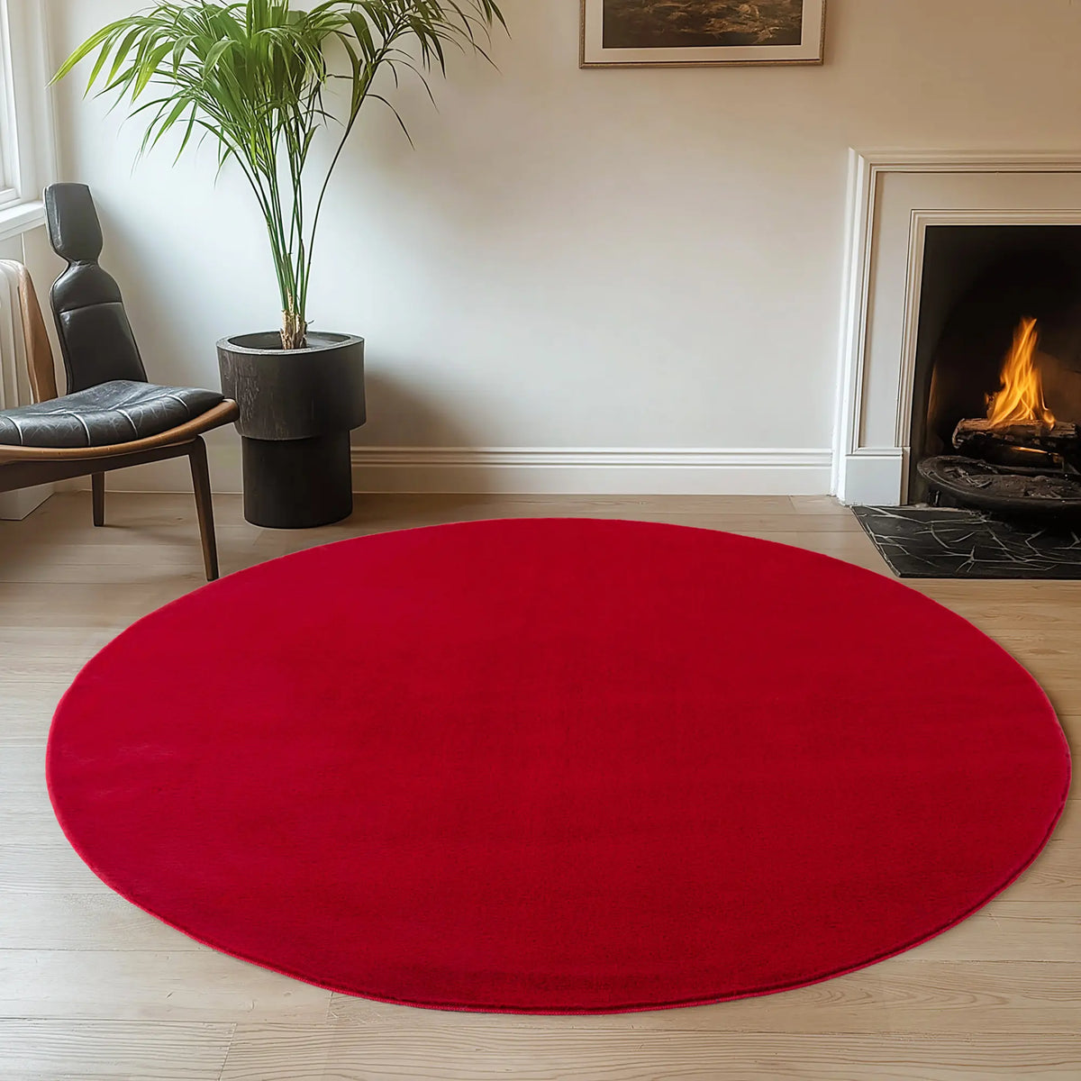 Rond Wasbaar Vloerkleed - Joy Uni Rood