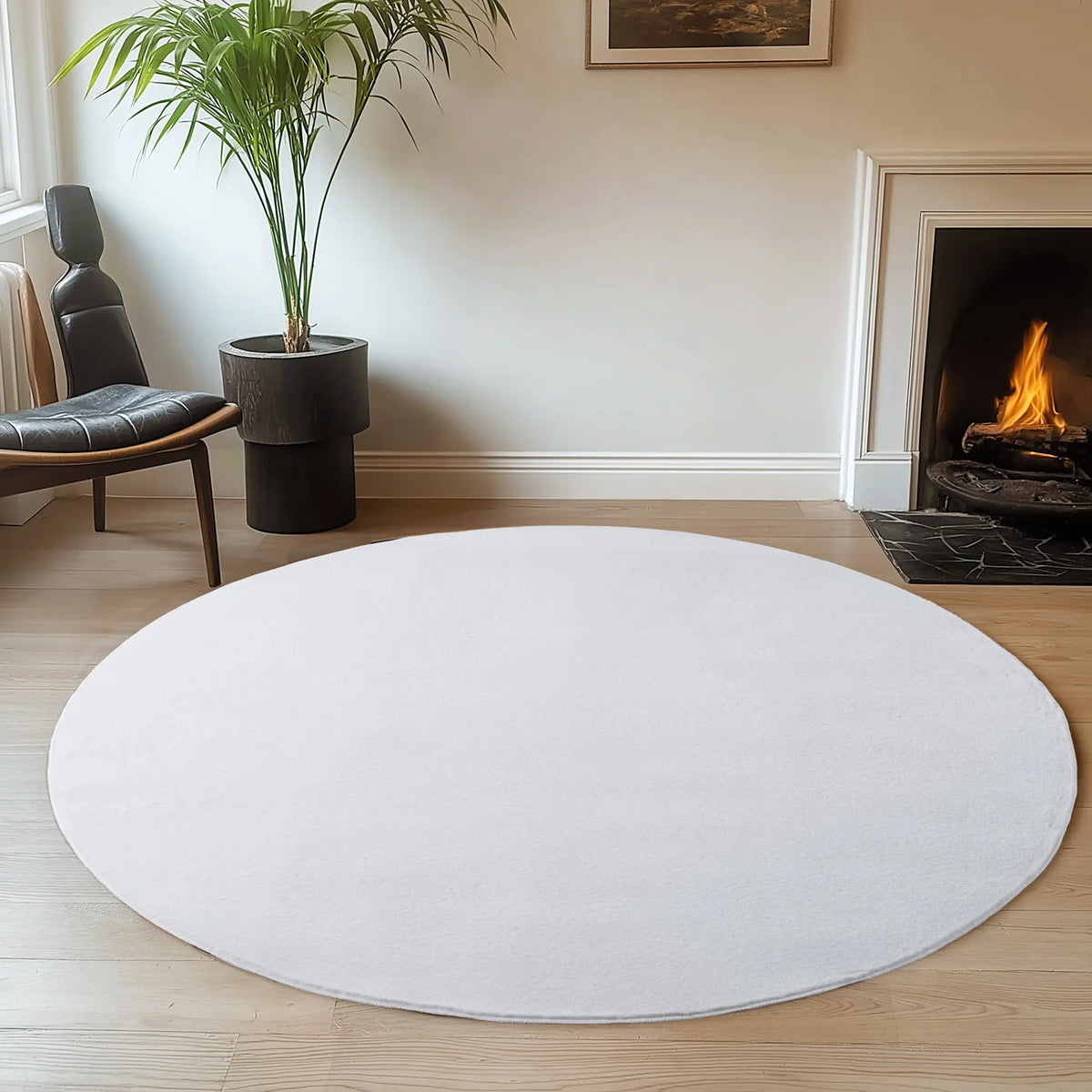 Rond Wasbaar Vloerkleed - Joy Uni Wit