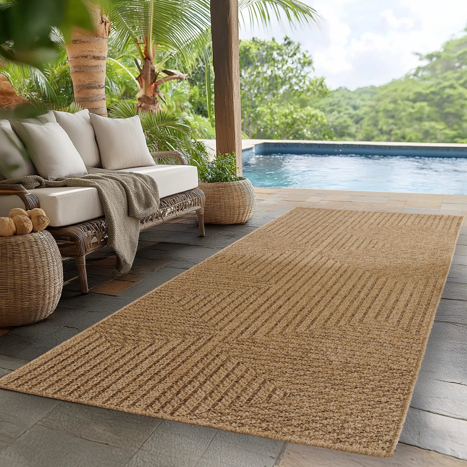 Buitenkleed - Timber Geometrisch Beige