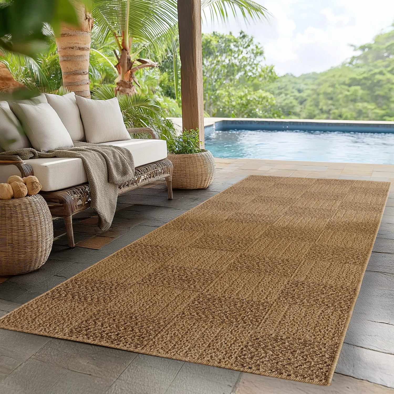 Buitenkleed - Timber Blokken Beige