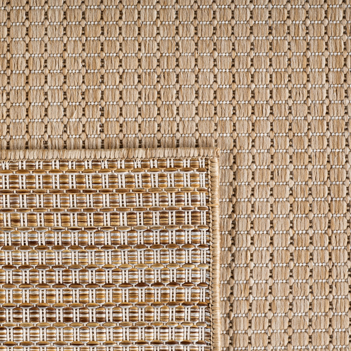MIRA1450BEIGE-R 06 Rücken — Rond Buitenkleed - Mira Raster Beige