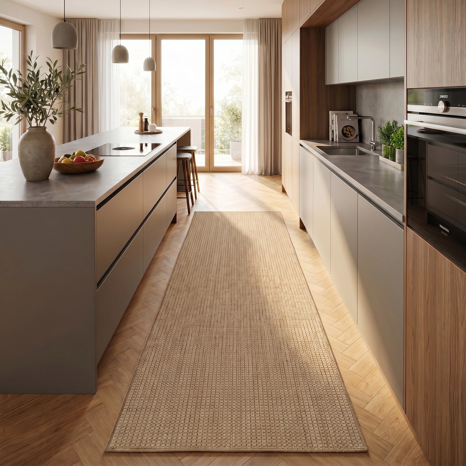 MIRA1450BEIGE 04 Main-G.Läufer — Buitenkleed - Mira Raster Beige
