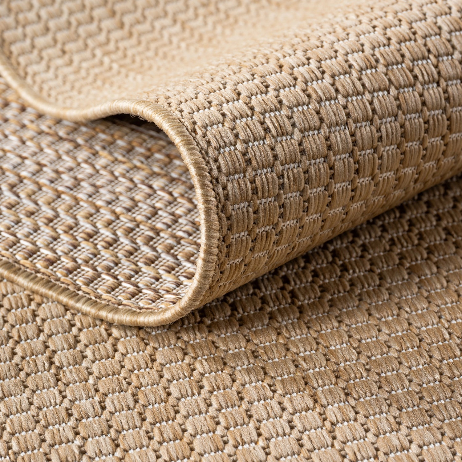 MIRA1450BEIGE-R 03 Detail — Rond Buitenkleed - Mira Raster Beige