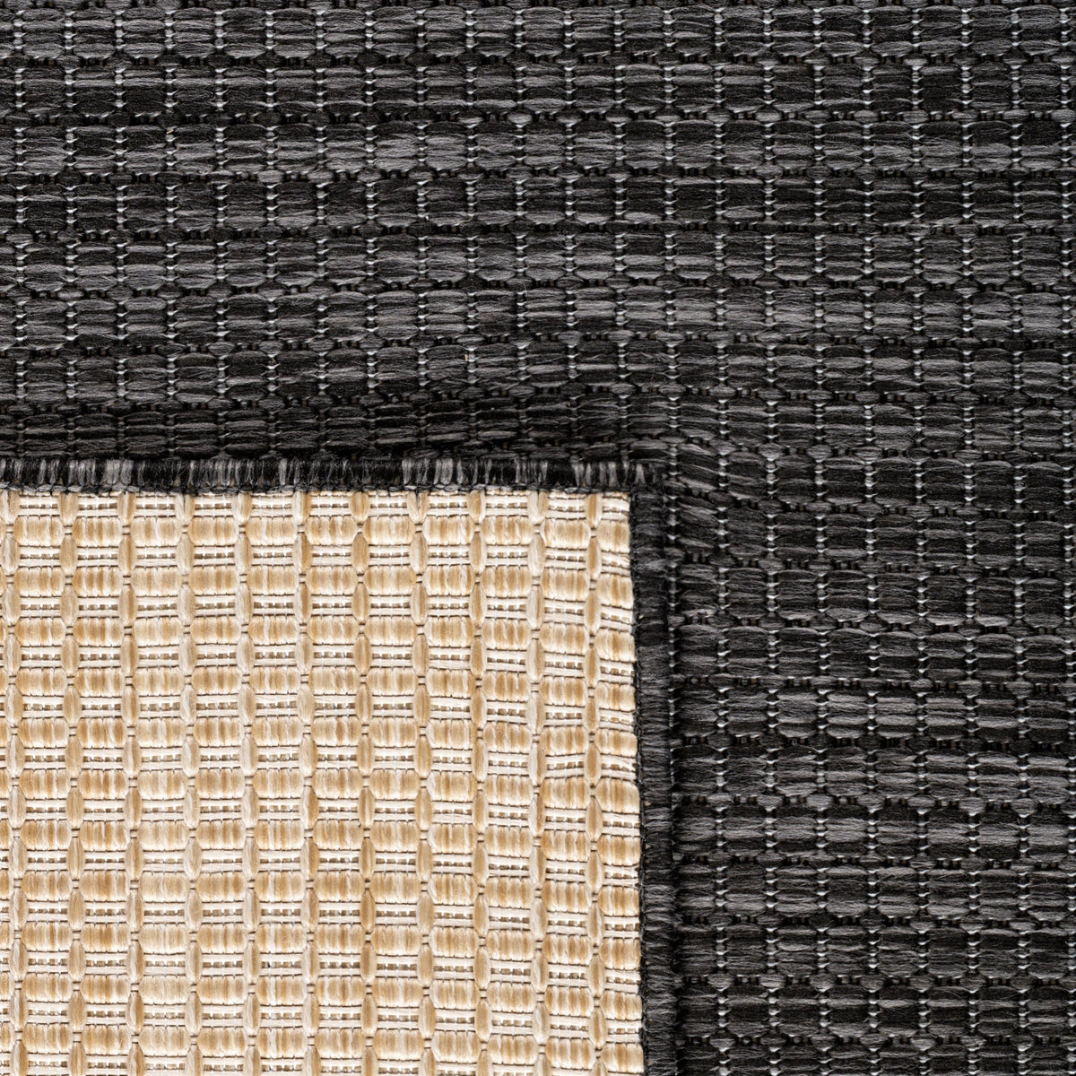 MIRA1450BLACK-R 06 Rücken — Rond Buitenkleed - Mira Raster Zwart