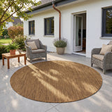 MIRA1450BROWN-R 02 Main-Rund — Rond Buitenkleed - Mira Raster Bruin