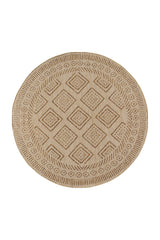 MIRA1452BEIGE-R 01 Front-Rund — Rond Buitenkleed - Mira Ruiten Beige