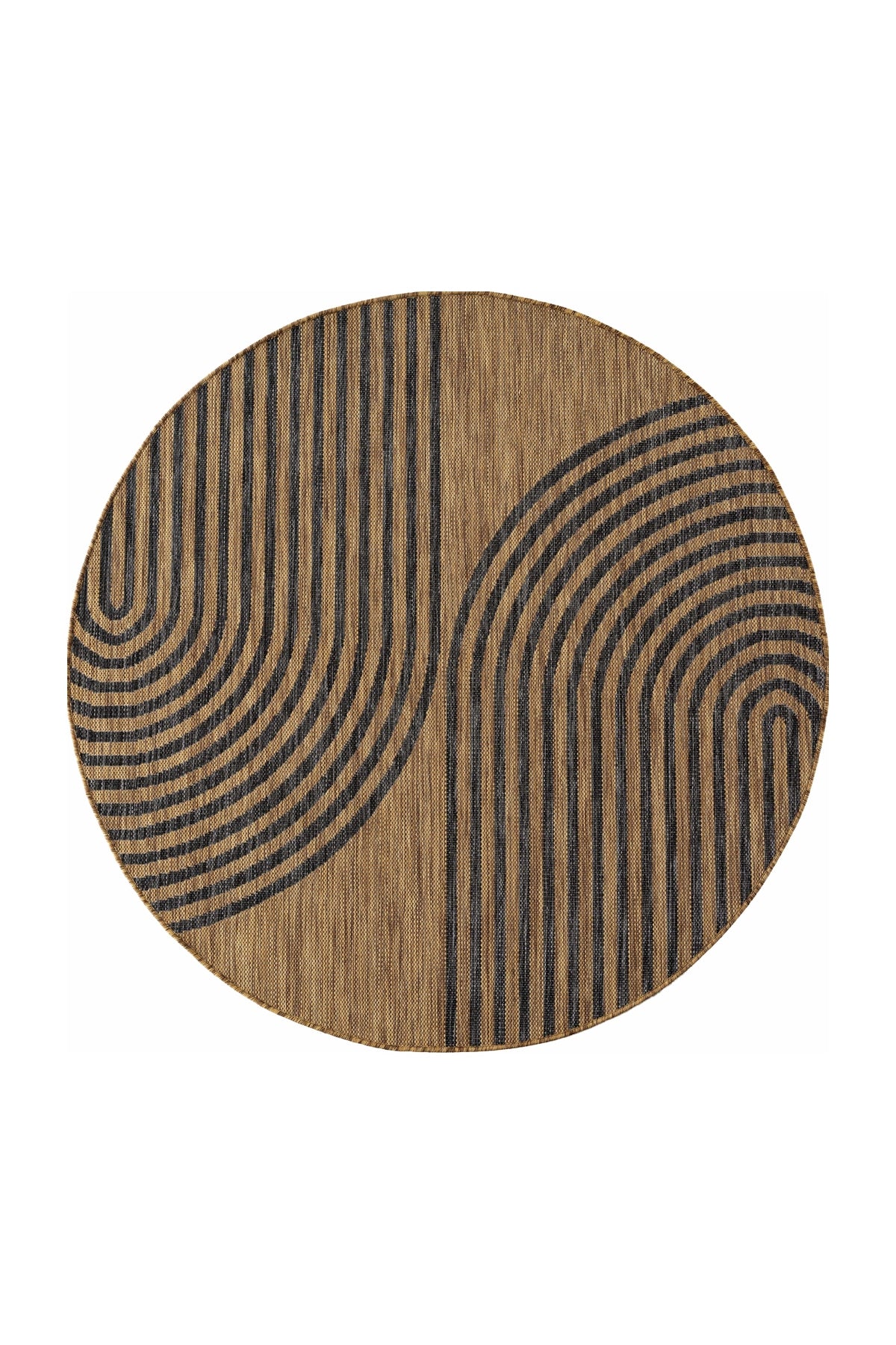 MIRA1453BLACK-R 01 Front-Rund — Rond Buitenkleed - Mira Bogen Zwart