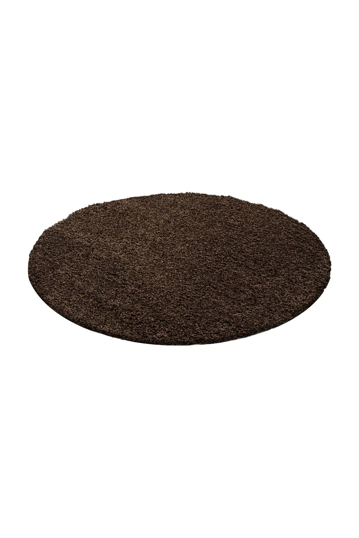 Rond Hoogpolig Vloerkleed - Shaggy Life Uni Bruin