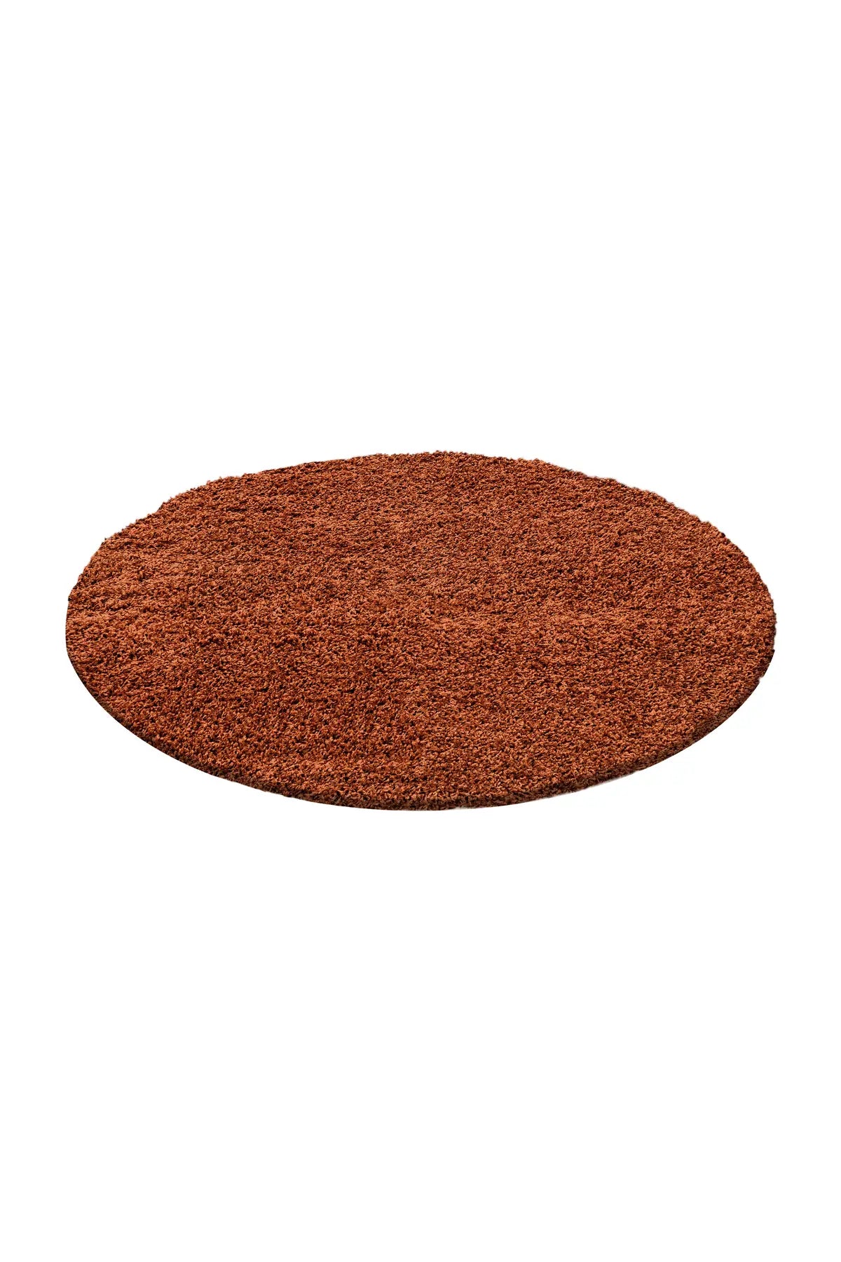 Rond Hoogpolig Vloerkleed - Shaggy Life Uni Terracotta