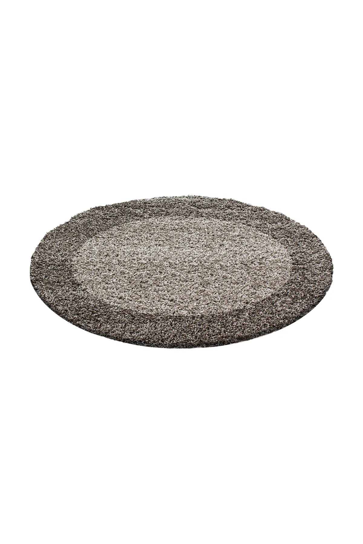 Rond Hoogpolig Vloerkleed - Shaggy Life Kader Taupe