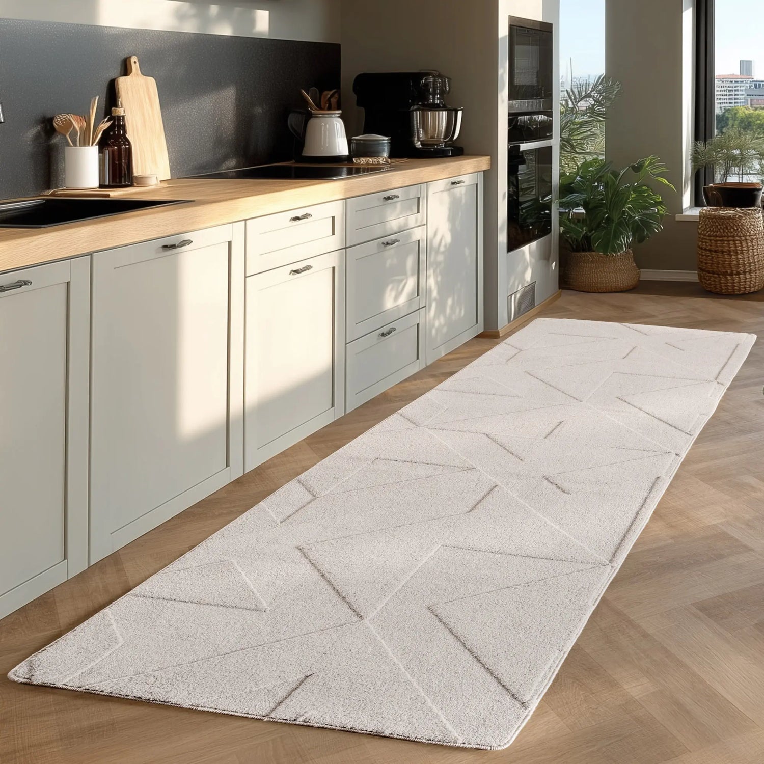 Wasbaar Vloerkleed - Pompei Geometrisch Crème