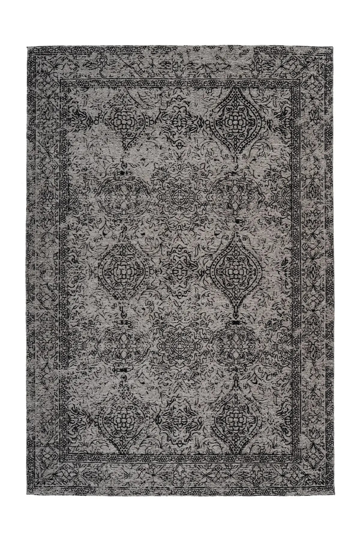 Vintage Vloerkleed - Iglesia Medaillon Grijs/Zwart