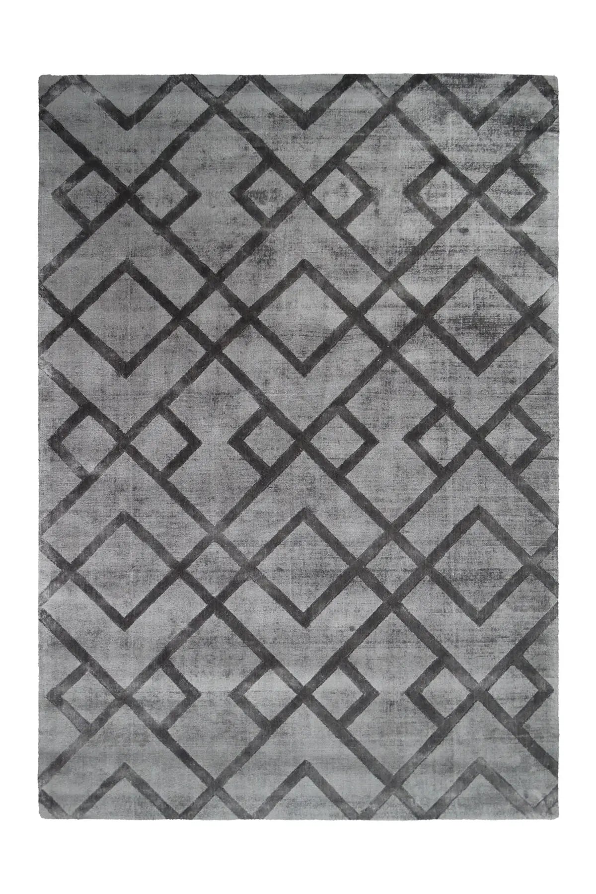 Retro Vloerkleed - Luxury Geometrisch Grijs/Antraciet