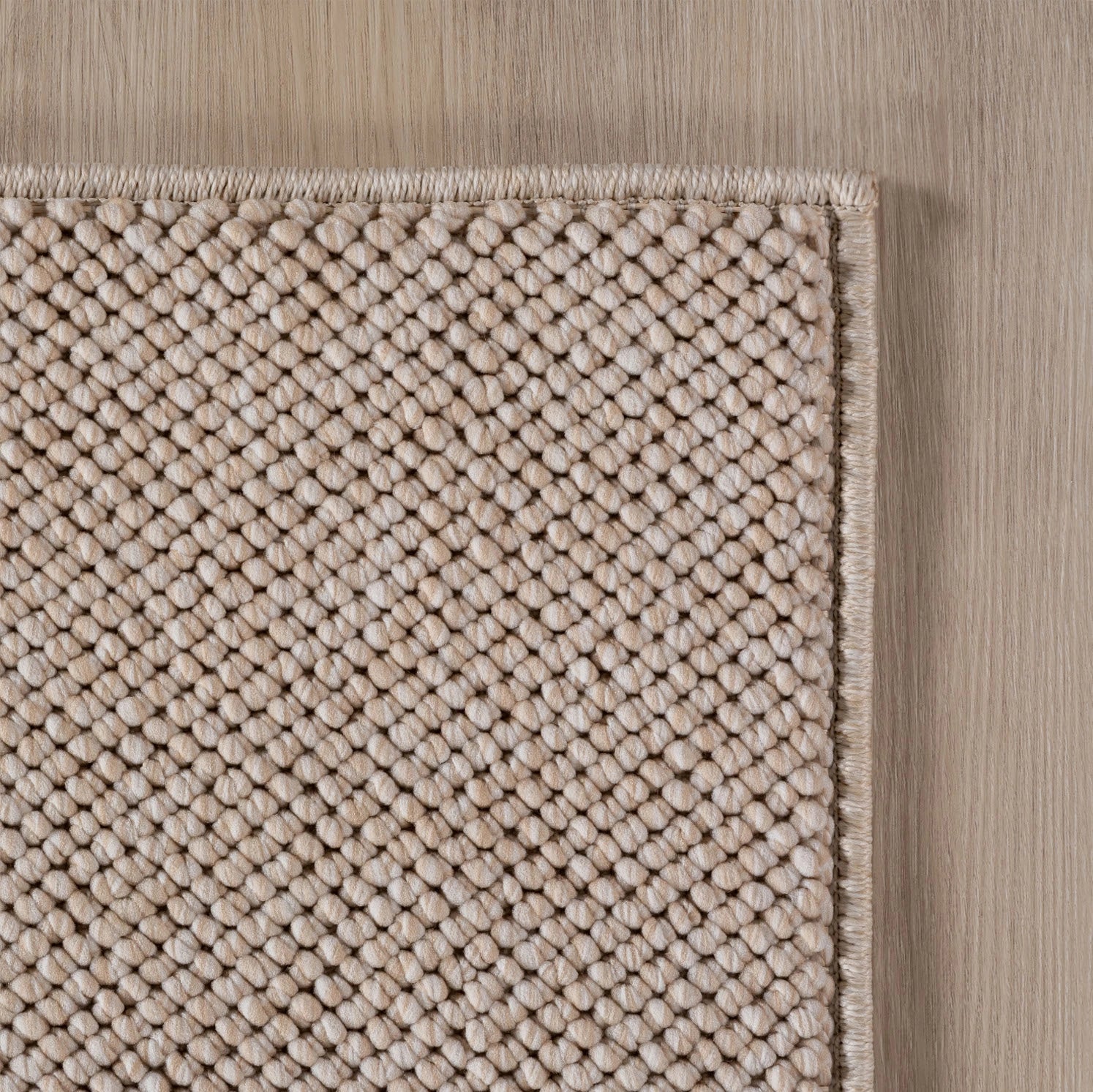 HELIX2200BEIGE 06 Ecke — Effen Vloerkleed - Helix Ribbels Beige