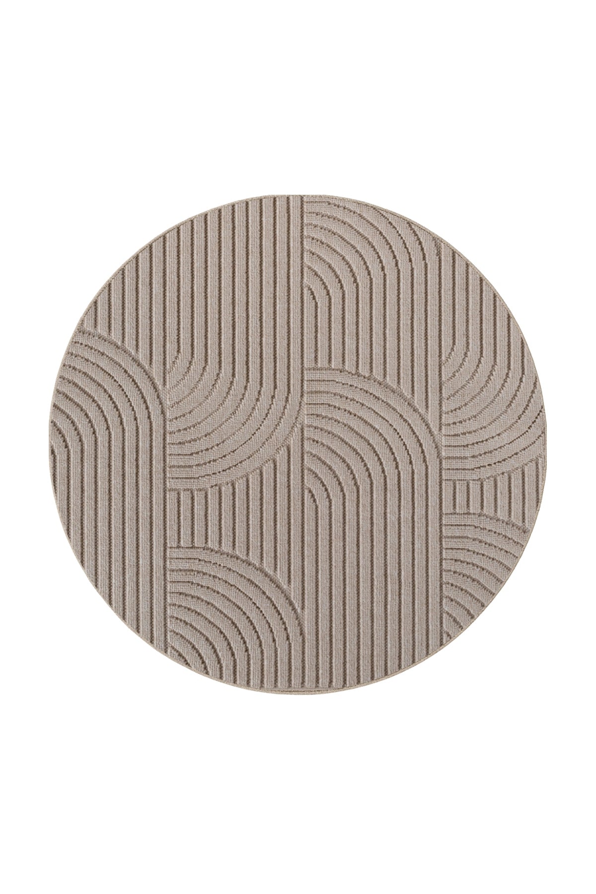 HELIX2201BEIGE-R 01 Rund-Front — Rond Modern Vloerkleed - Helix Bogen Beige