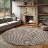 HELIX2201BEIGE-R 02 Rund-Winkel — Rond Modern Vloerkleed - Helix Bogen Beige