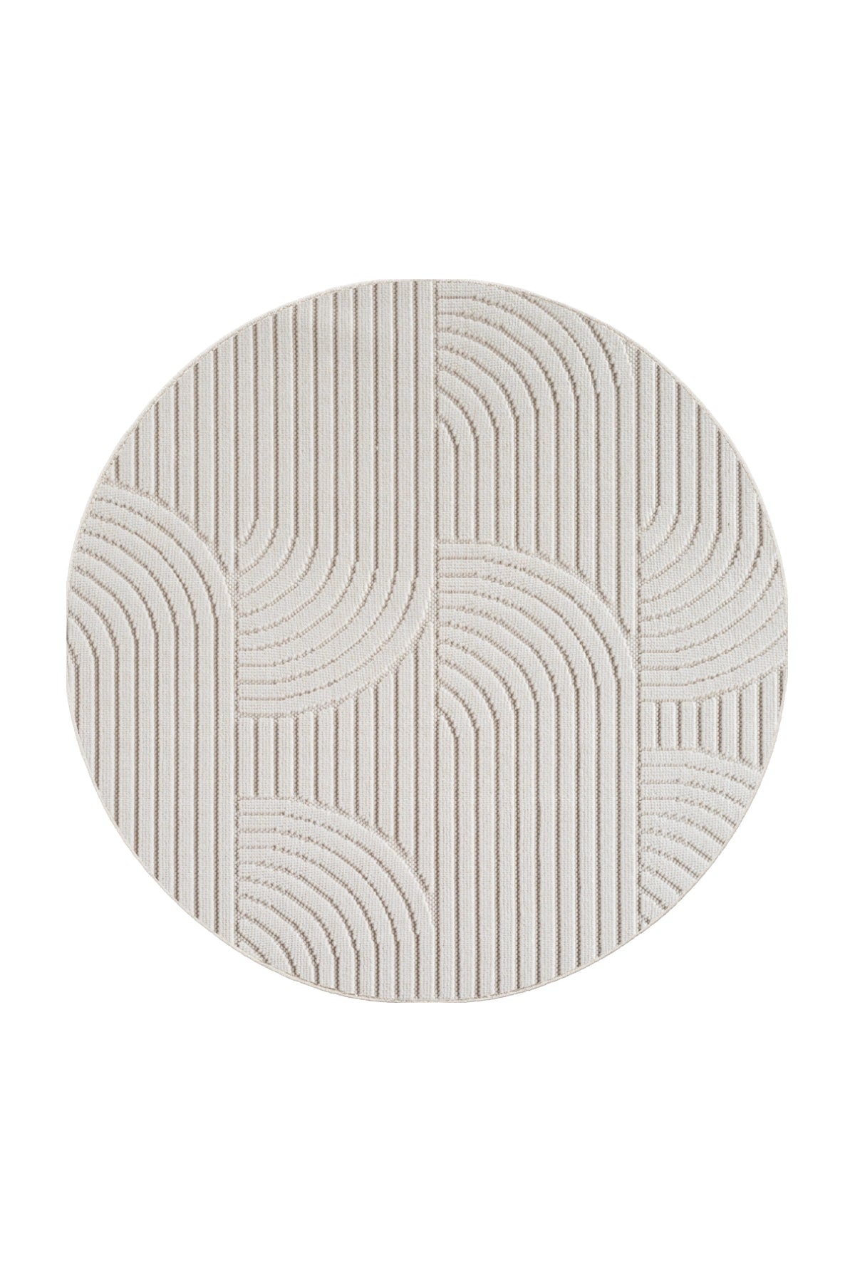 Rond Japandi Vloerkleed - Helix Bogen Crème