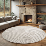 HELIX2201CREAM-R 02 Rund-Winkel — Rond Modern Vloerkleed - Helix Bogen Crème