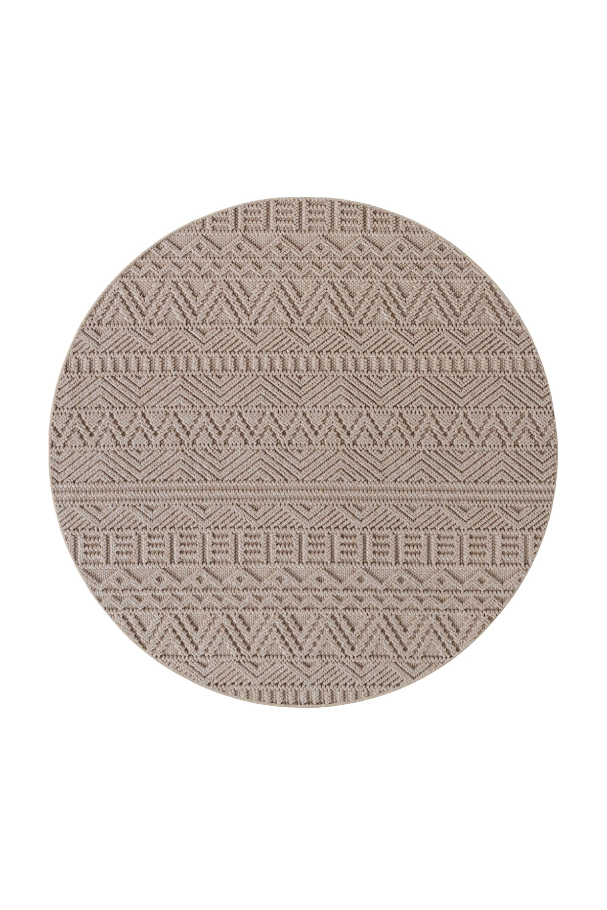 HELIX2202BEIGE-R 01 Rund-Front — Rond Bohemian Vloerkleed - Helix Etnisch Beige