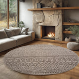 HELIX2202BEIGE-R 02 Rund-Winkel — Rond Bohemian Vloerkleed - Helix Etnisch Beige