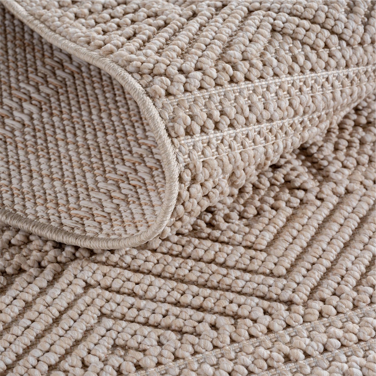 HELIX2202BEIGE-R 03 Detail — Rond Bohemian Vloerkleed - Helix Etnisch Beige