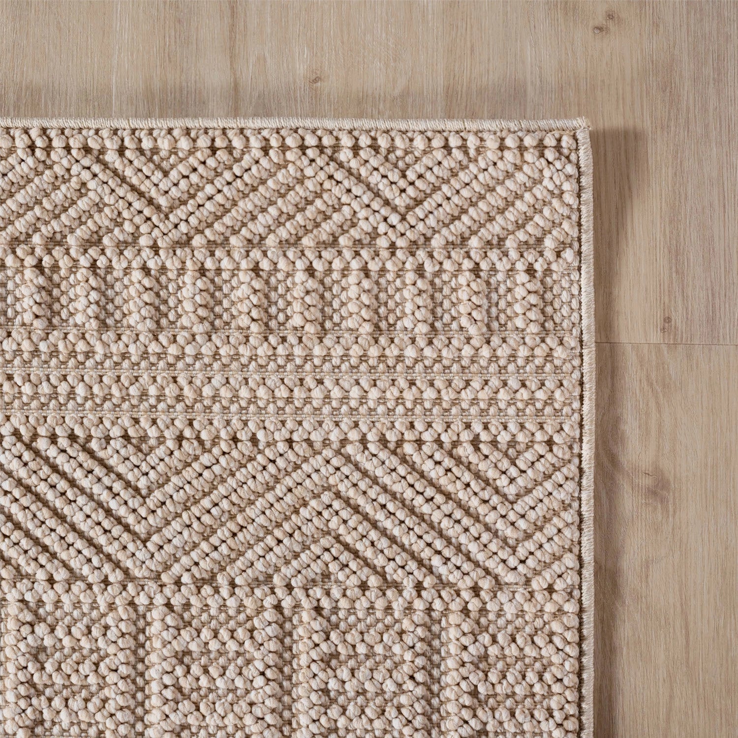 HELIX2202BEIGE-R 05 Ecke — Rond Bohemian Vloerkleed - Helix Etnisch Beige