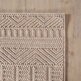 HELIX2202BEIGE-R 05 Ecke — Rond Bohemian Vloerkleed - Helix Etnisch Beige