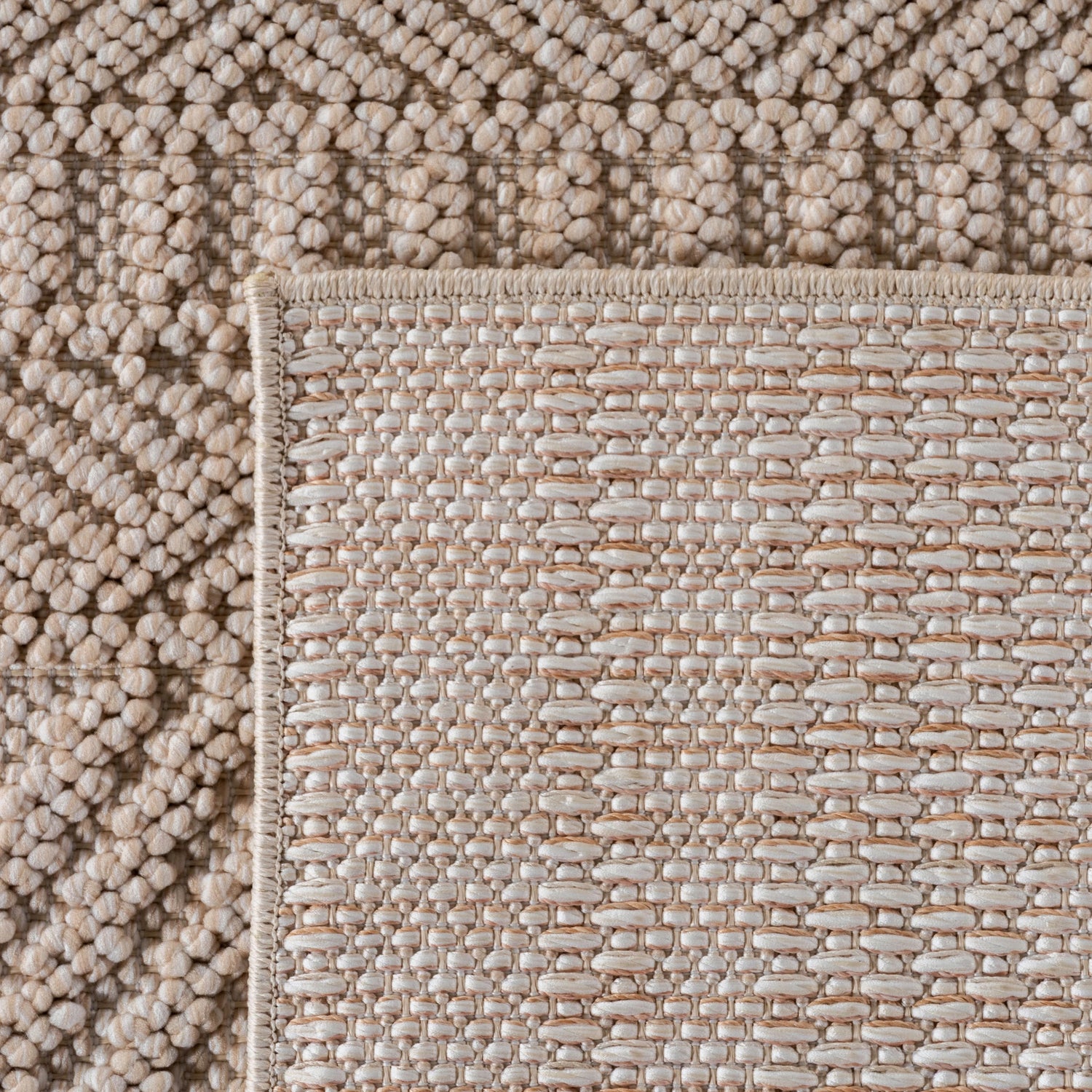 HELIX2202BEIGE-R 06 Back — Rond Bohemian Vloerkleed - Helix Etnisch Beige