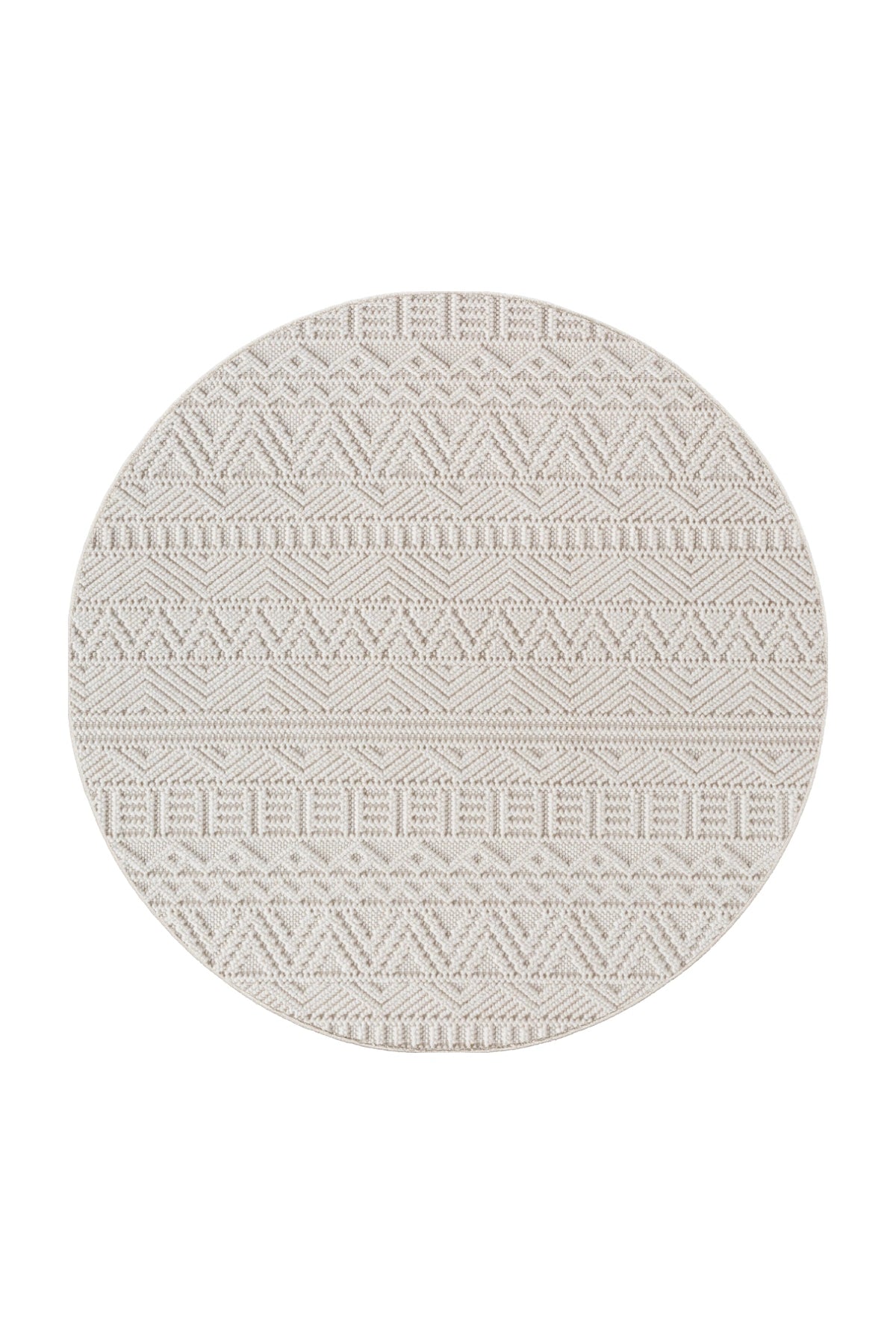 HELIX2202CREAM-R 01 Rund-Front — Rond Bohemian Vloerkleed - Helix Etnisch Crème