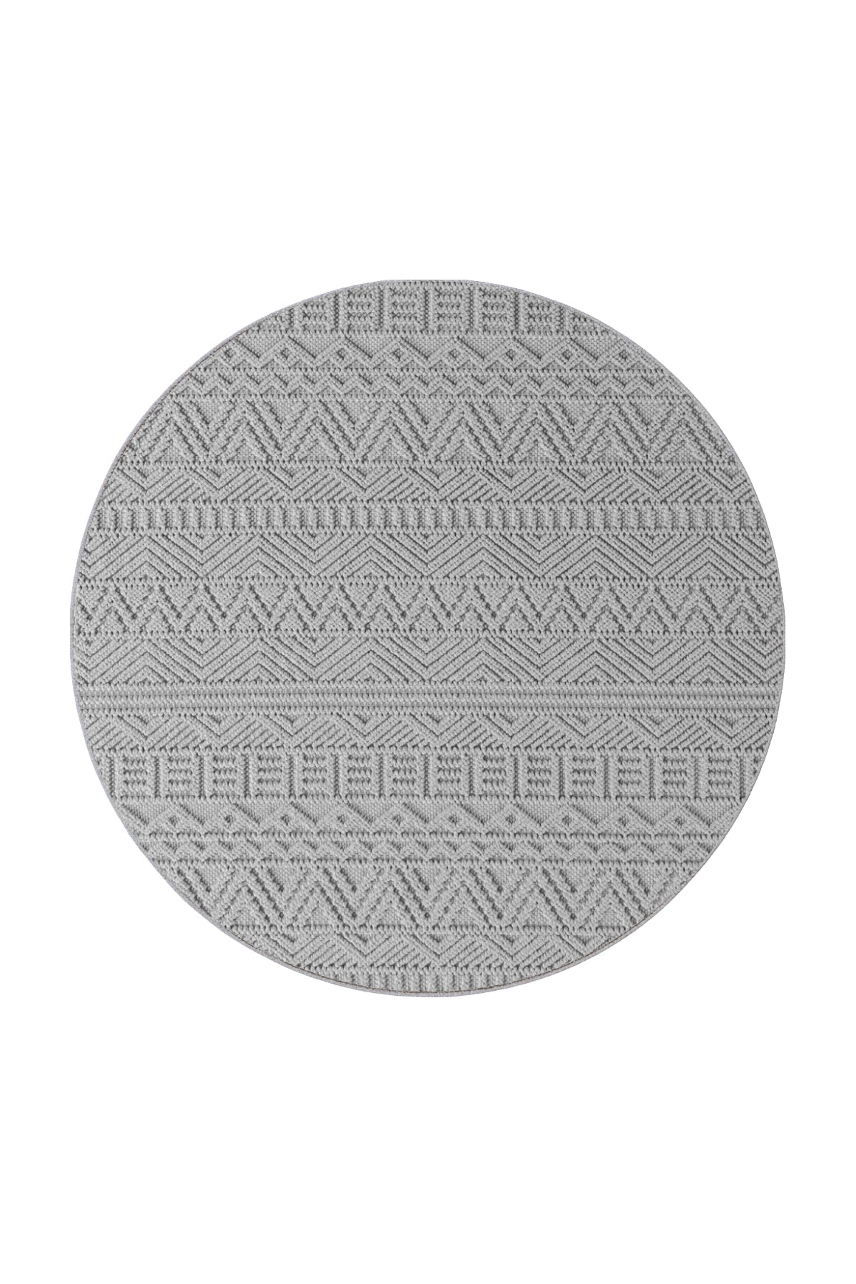 HELIX2202SILVER-R 01 Rund-Front — Rond Bohemian Vloerkleed - Helix Etnisch Zilver