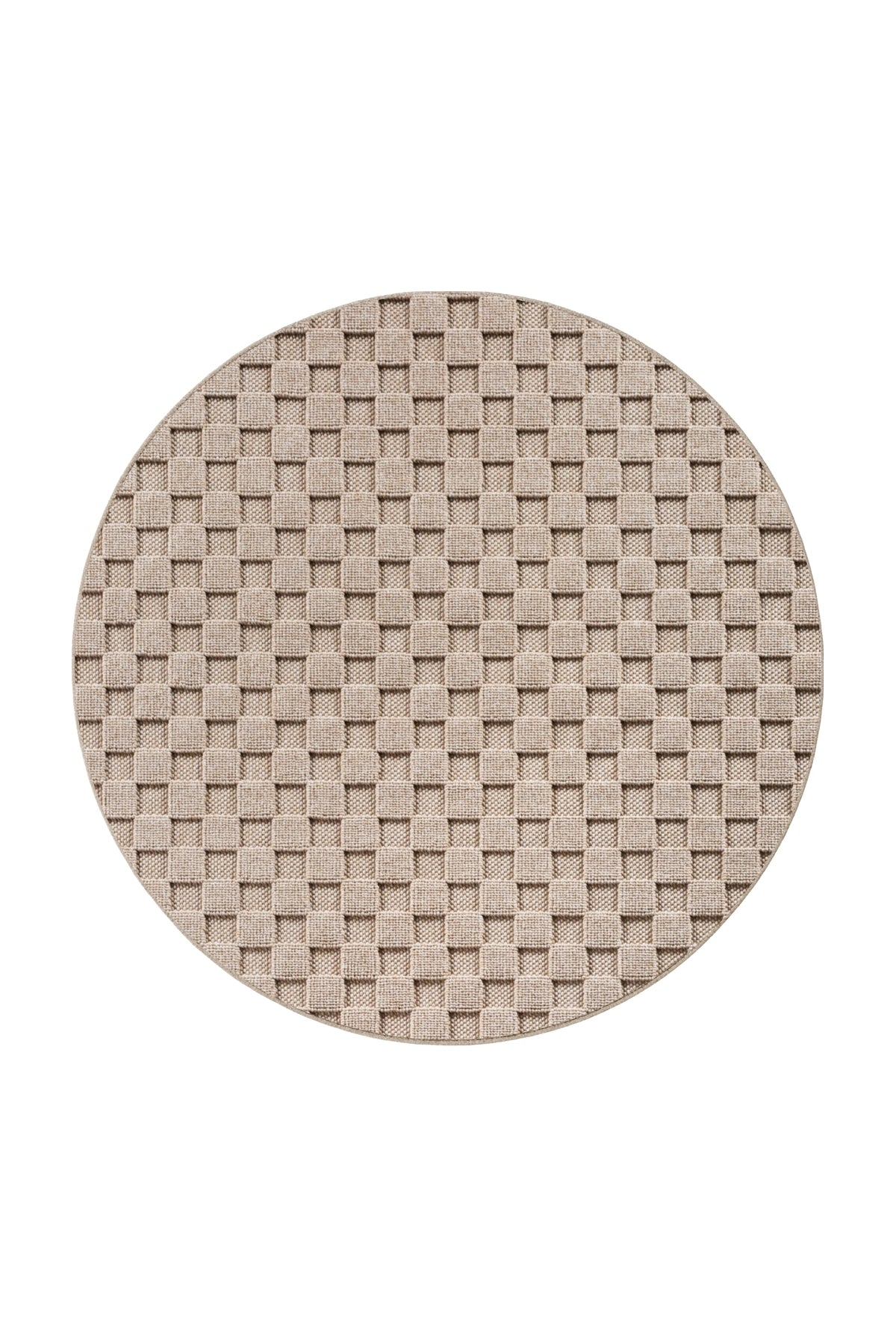 HELIX2203BEIGE-R 01 Rund-Front — Rond Modern Vloerkleed - Helix Gevlochten Beige