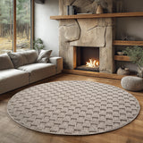 HELIX2203BEIGE-R 02 Rund-Winkel — Rond Modern Vloerkleed - Helix Gevlochten Beige