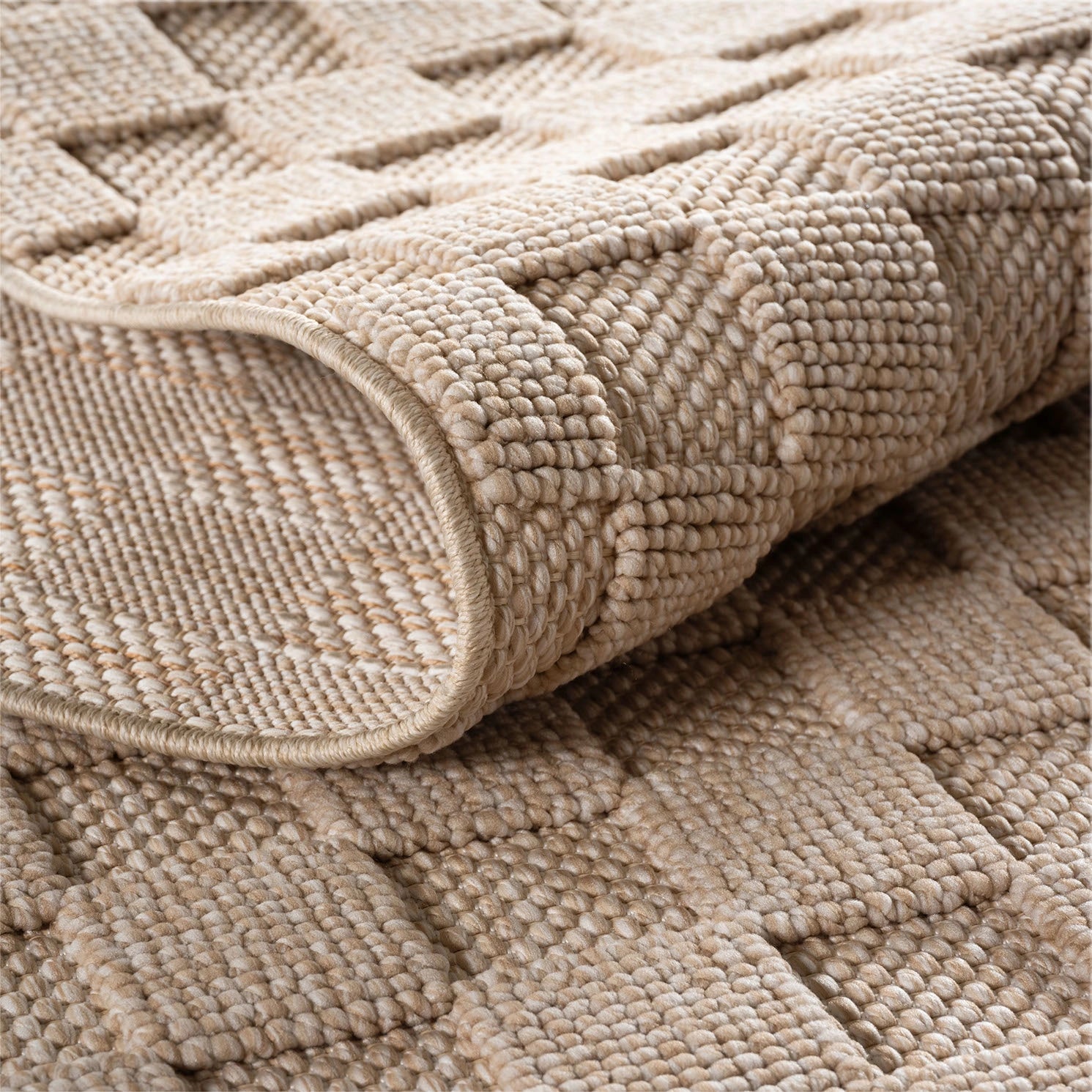 HELIX2203BEIGE-R 03 Detail — Rond Modern Vloerkleed - Helix Gevlochten Beige