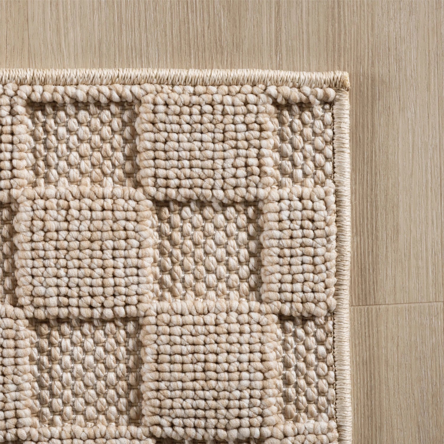 HELIX2203BEIGE-R 05 Ecke — Rond Modern Vloerkleed - Helix Gevlochten Beige