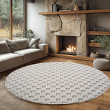 HELIX2203CREAM-R 02 Rund-Winkel — Rond Modern Vloerkleed - Helix Gevlochten Crème