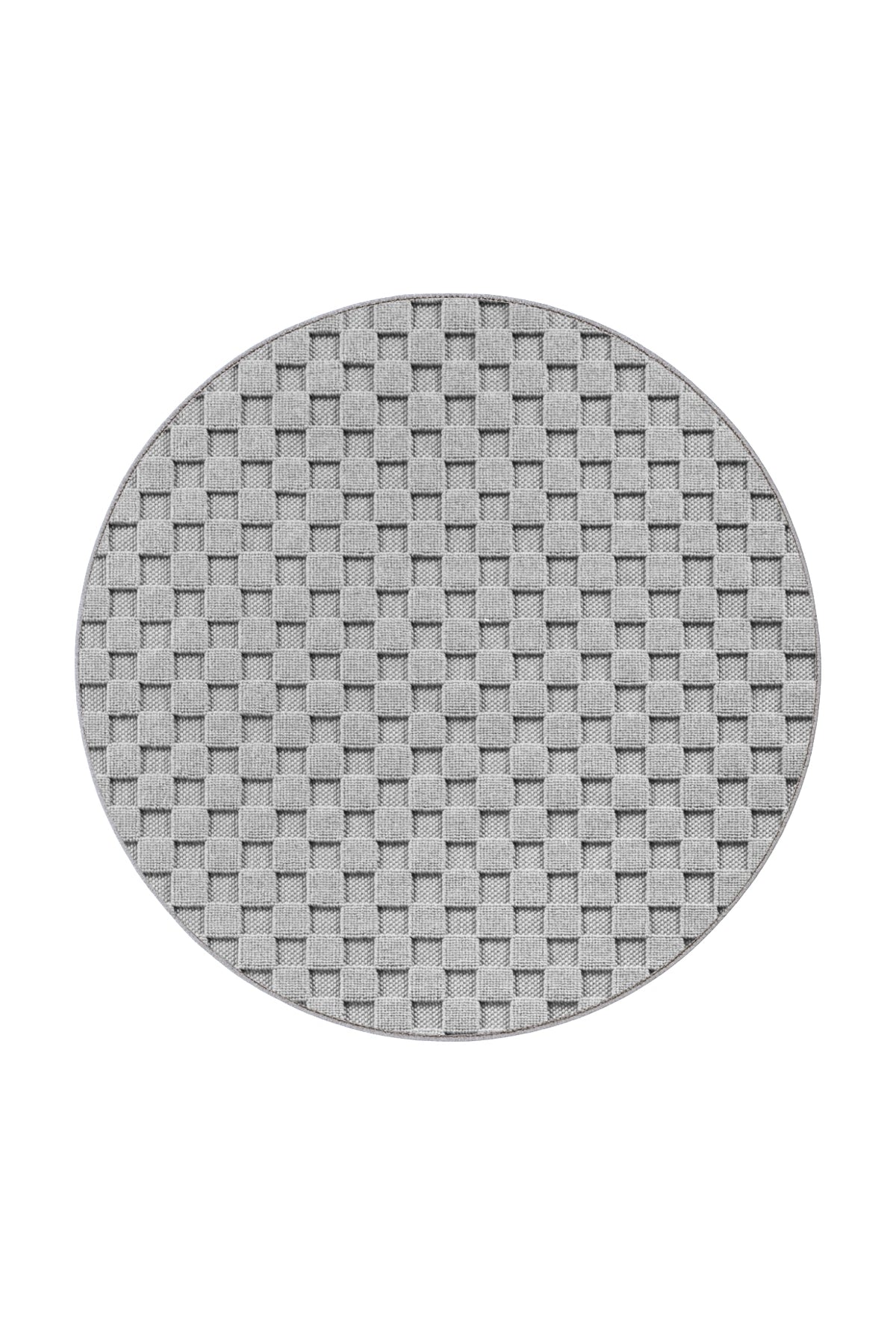 HELIX2203SILVER-R 01 Rund-Front — Rond Modern Vloerkleed - Helix Gevlochten Zilver