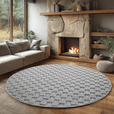 HELIX2203SILVER-R 02 Rund-Winkel — Rond Modern Vloerkleed - Helix Gevlochten Zilver