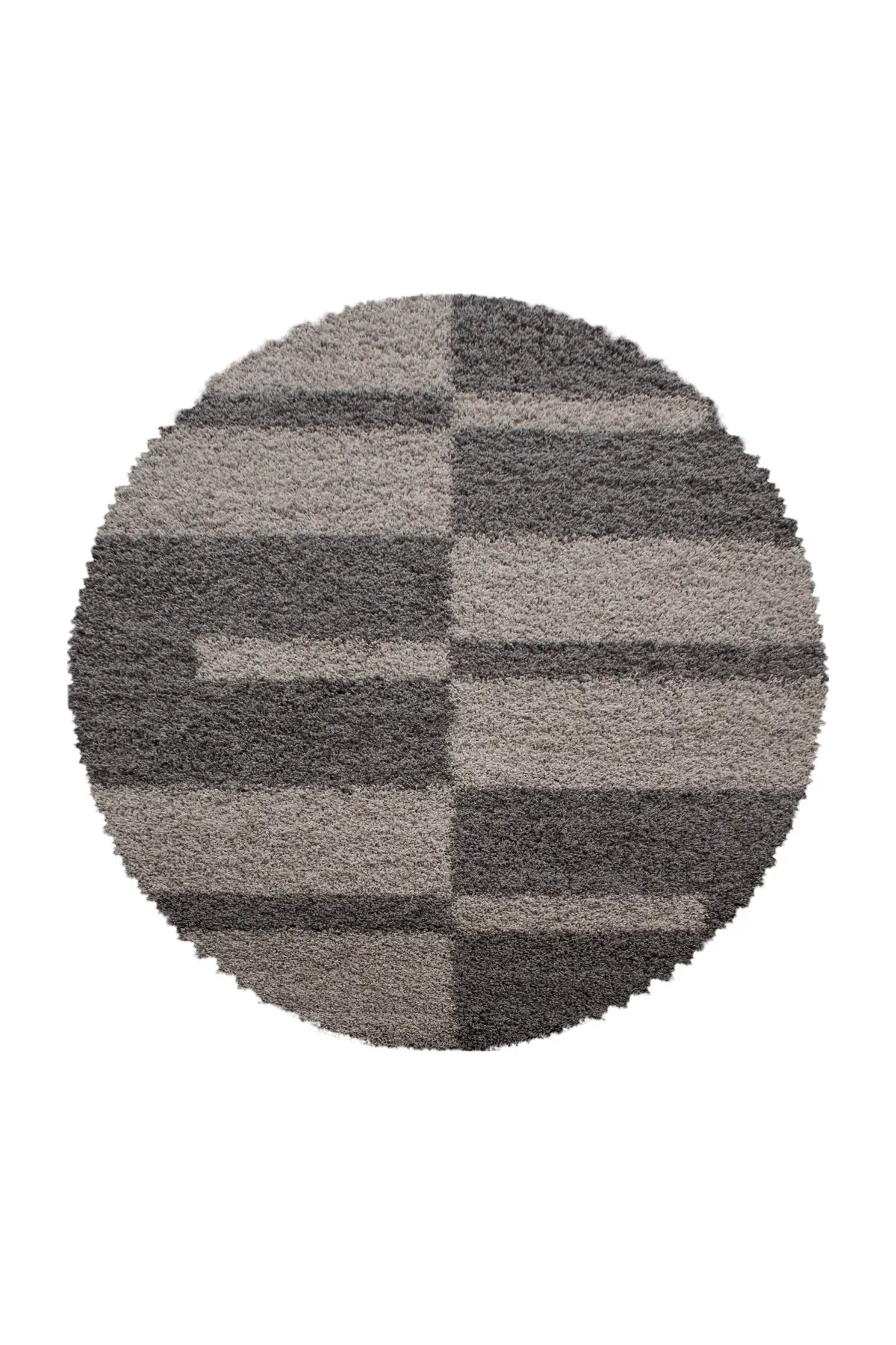 Rond Hoogpolig Vloerkleed - Shaggy Gala Geometrisch Taupe