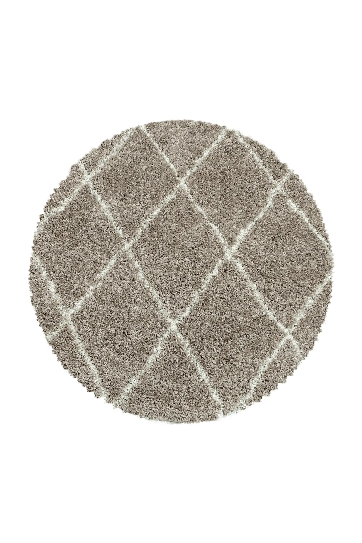 Rond Berber Vloerkleed - Shaggy Alvor Ruiten Beige