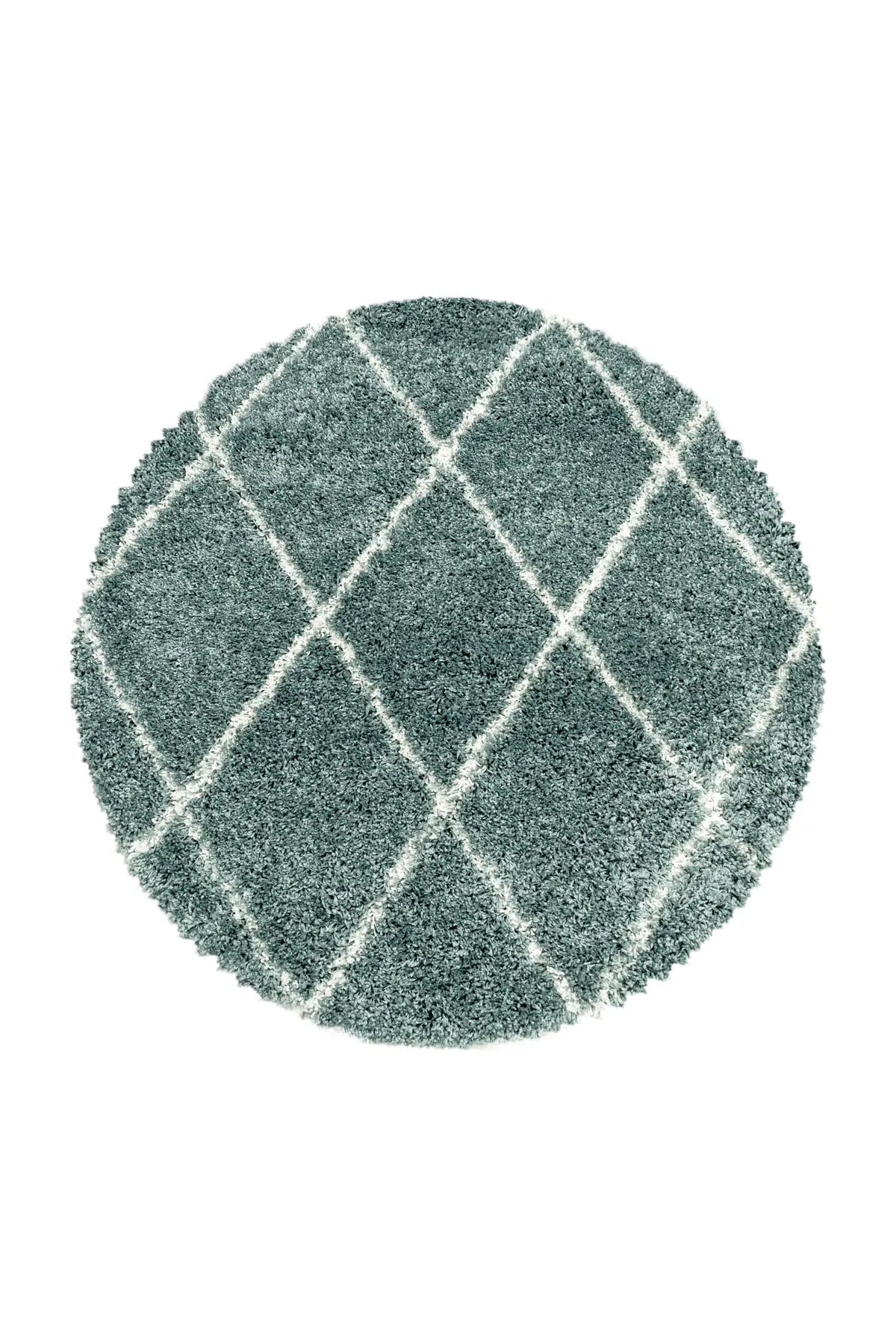 Rond Berber Vloerkleed - Shaggy Alvor Ruiten Blauw