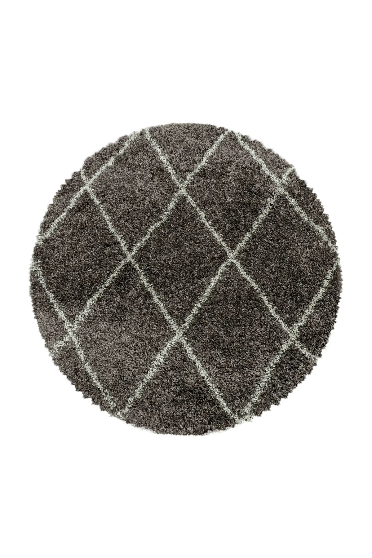 Rond Berber Vloerkleed - Shaggy Alvor Ruiten Taupe